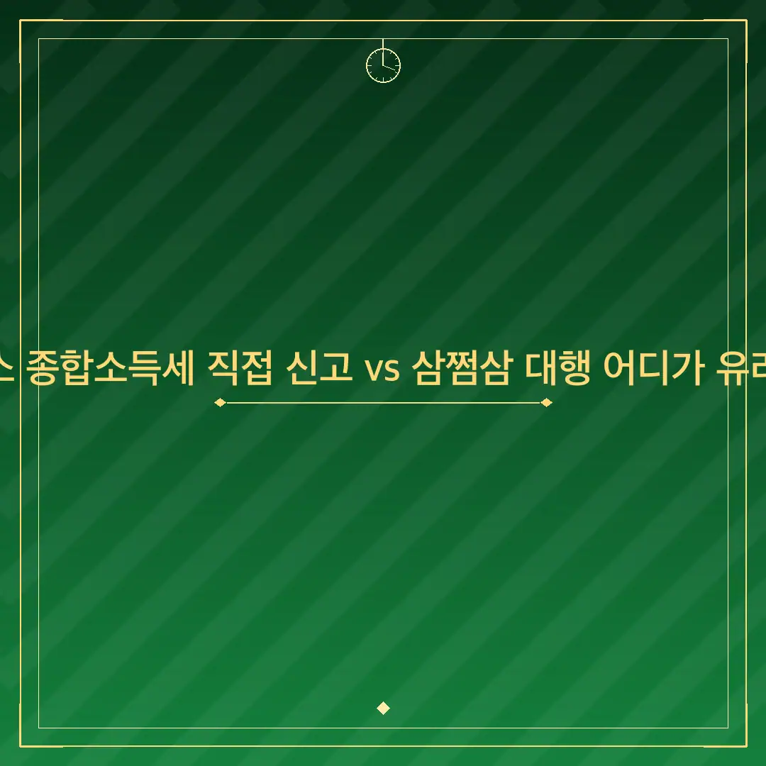 홈택스 종합소득세 직접 신고 vs 삼쩜삼 대행 어디가 유리할까