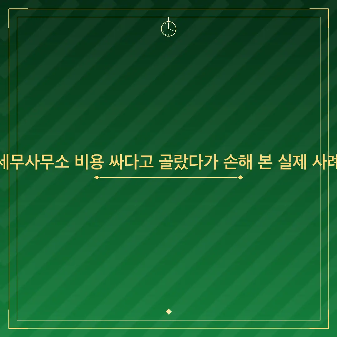 근처 세무사무소 비용 싸다고 골랐다가 손해 본 실제 사례 주의