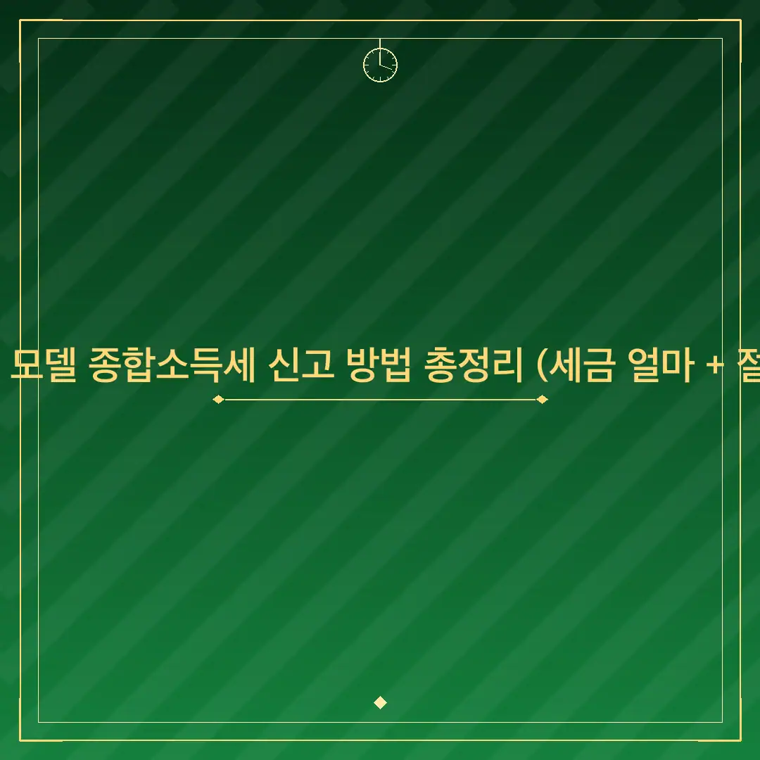 프리랜서 모델 종합소득세 신고 방법 총정리 (세금 얼마 + 절세 방법)