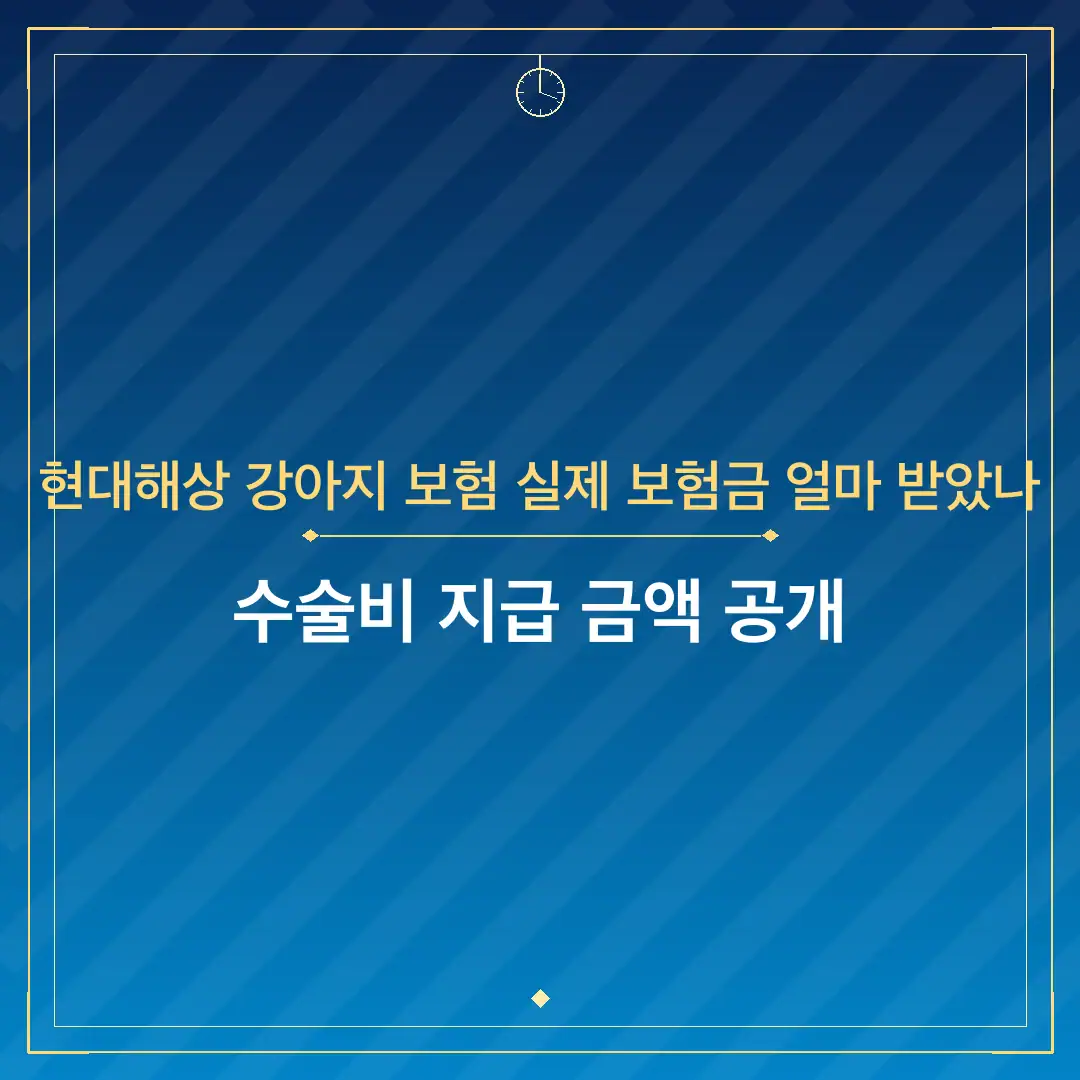 현대해상 강아지 보험 실제 보험금 얼마 받았나