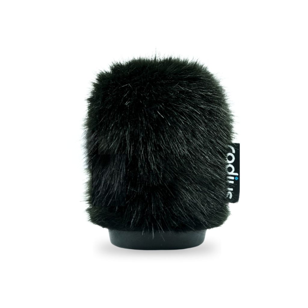 Black fur windshield with pepper pot end cap for camera-mounted shotgun microphones