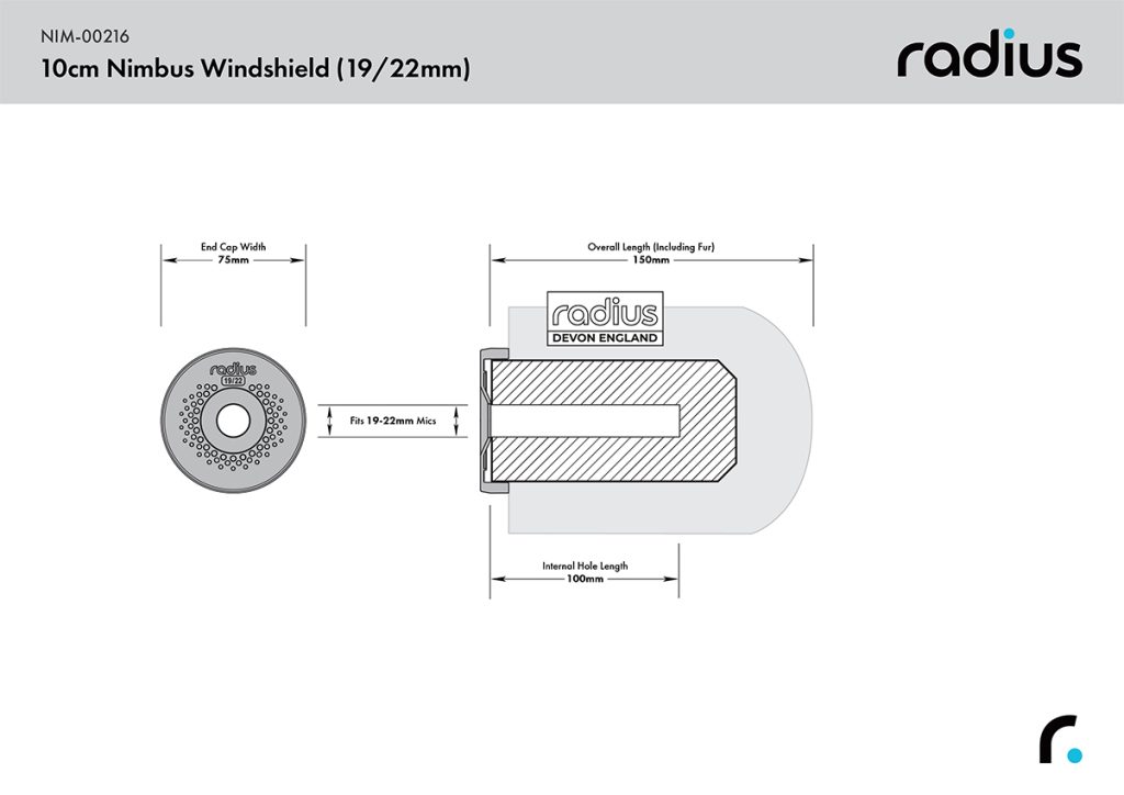 Technical dimension diagram showing 10cm length and 19-22mm diameter specifications