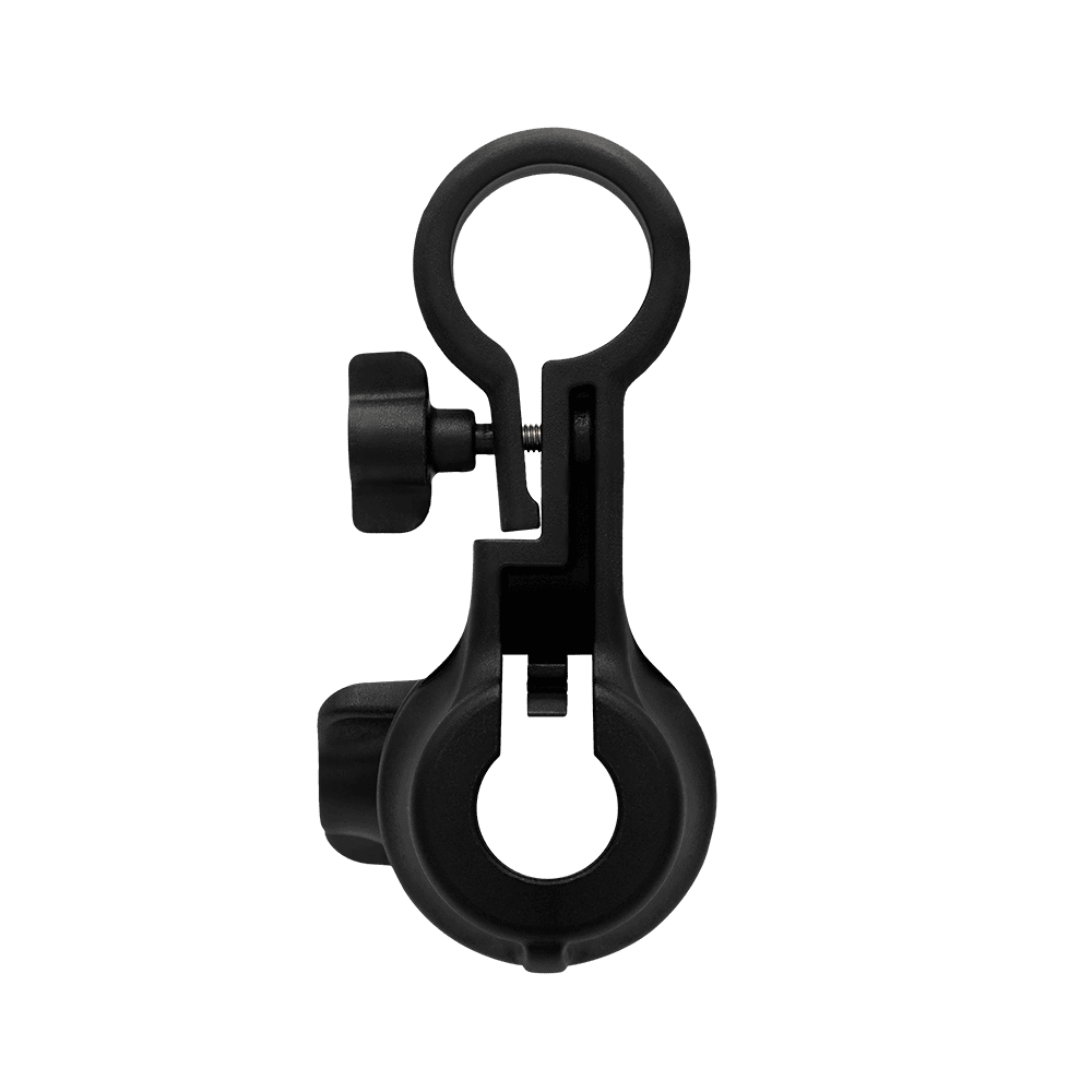Close-up view of RAD boom adaptor XLR holder replacement part showing rotation mechanism