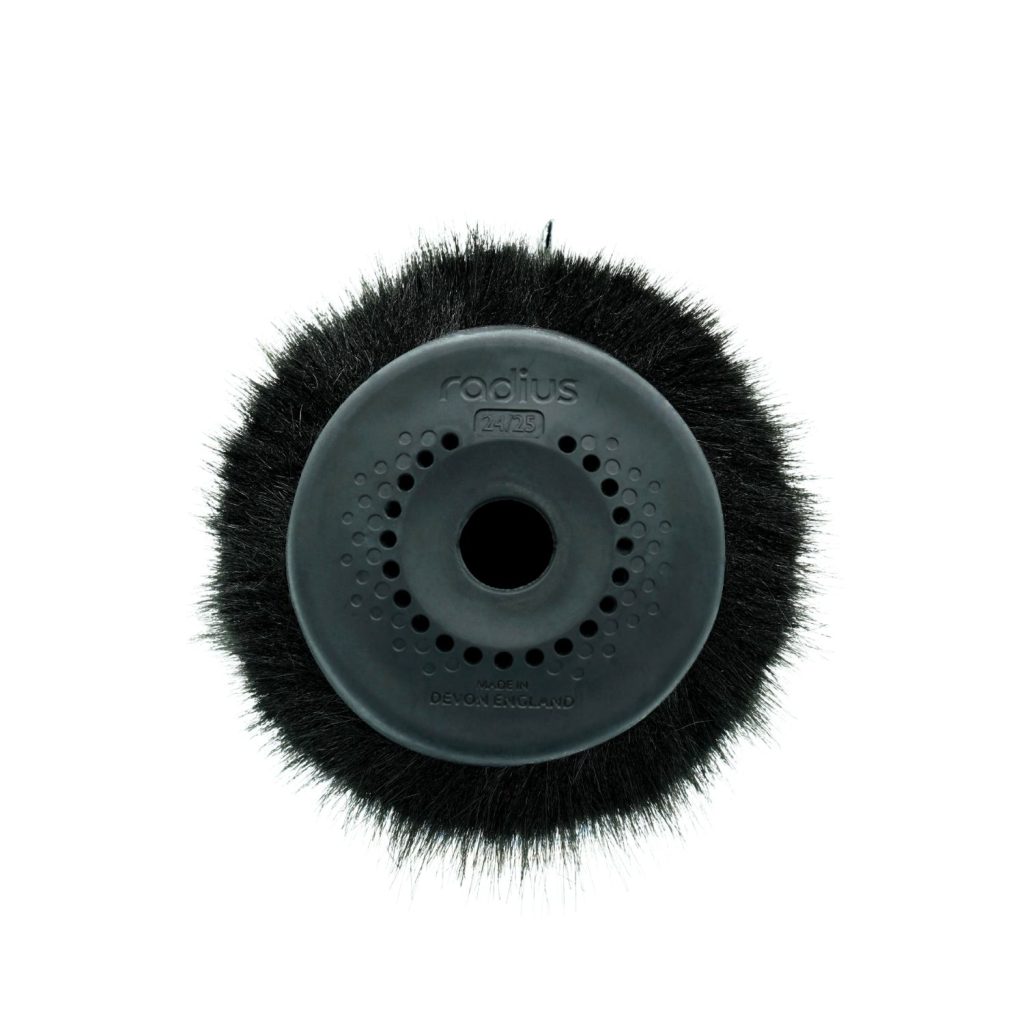 Collection of black synthetic fur Nimbus windshields showing various sizes