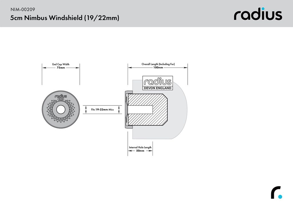 Technical dimension diagram showing 5cm length and 19-22mm diameter specifications