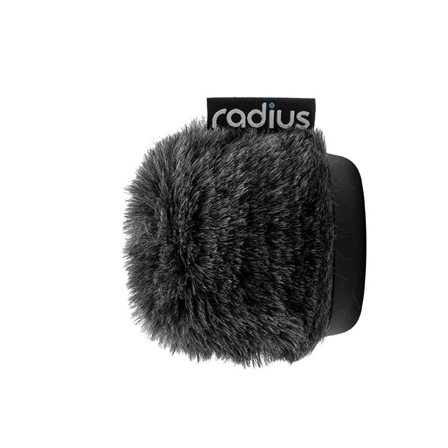 Grey synthetic fur Nimbus windshield showing slide-on design for 24-25mm microphones