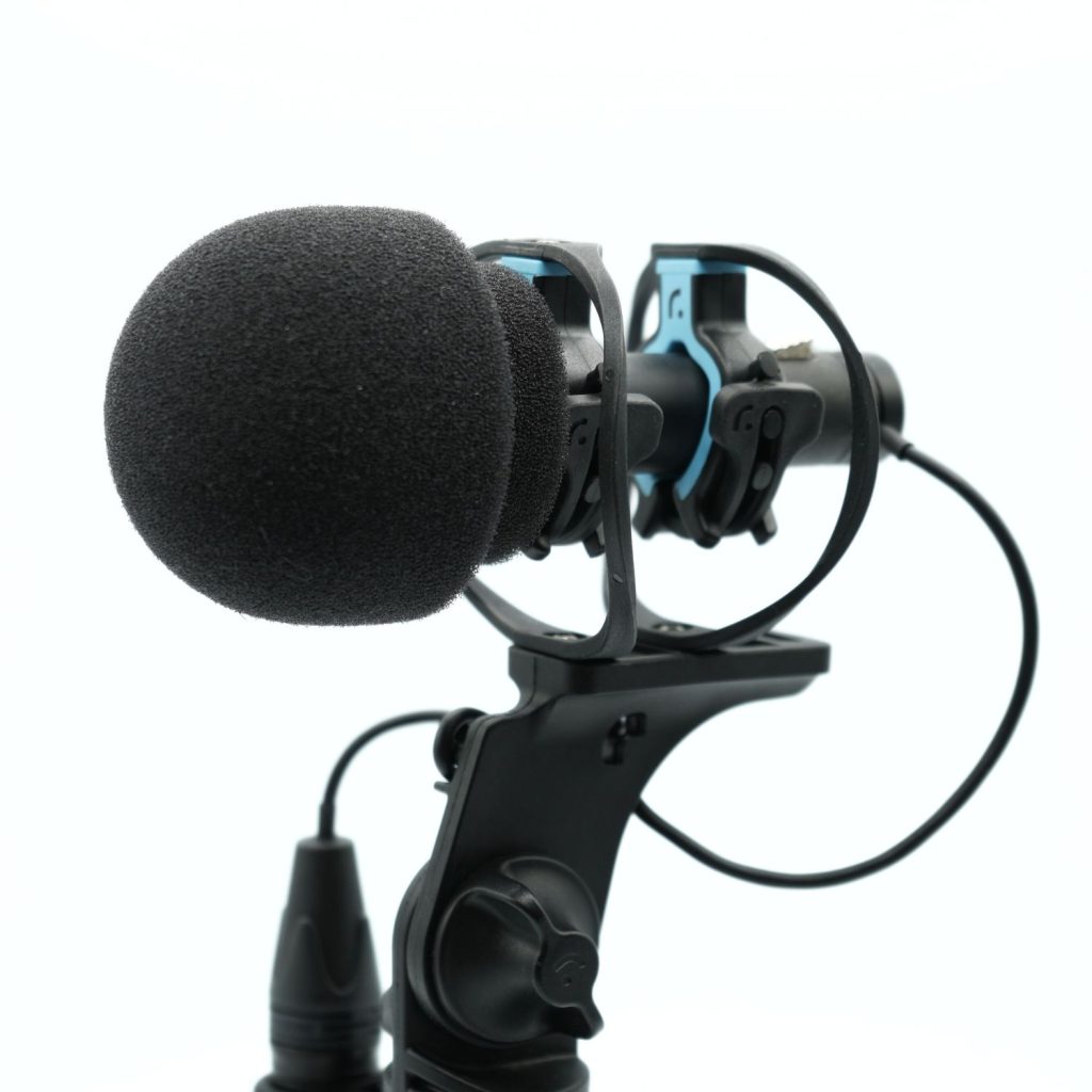 Close-up view of mushroom foam windshield with extended grip stem