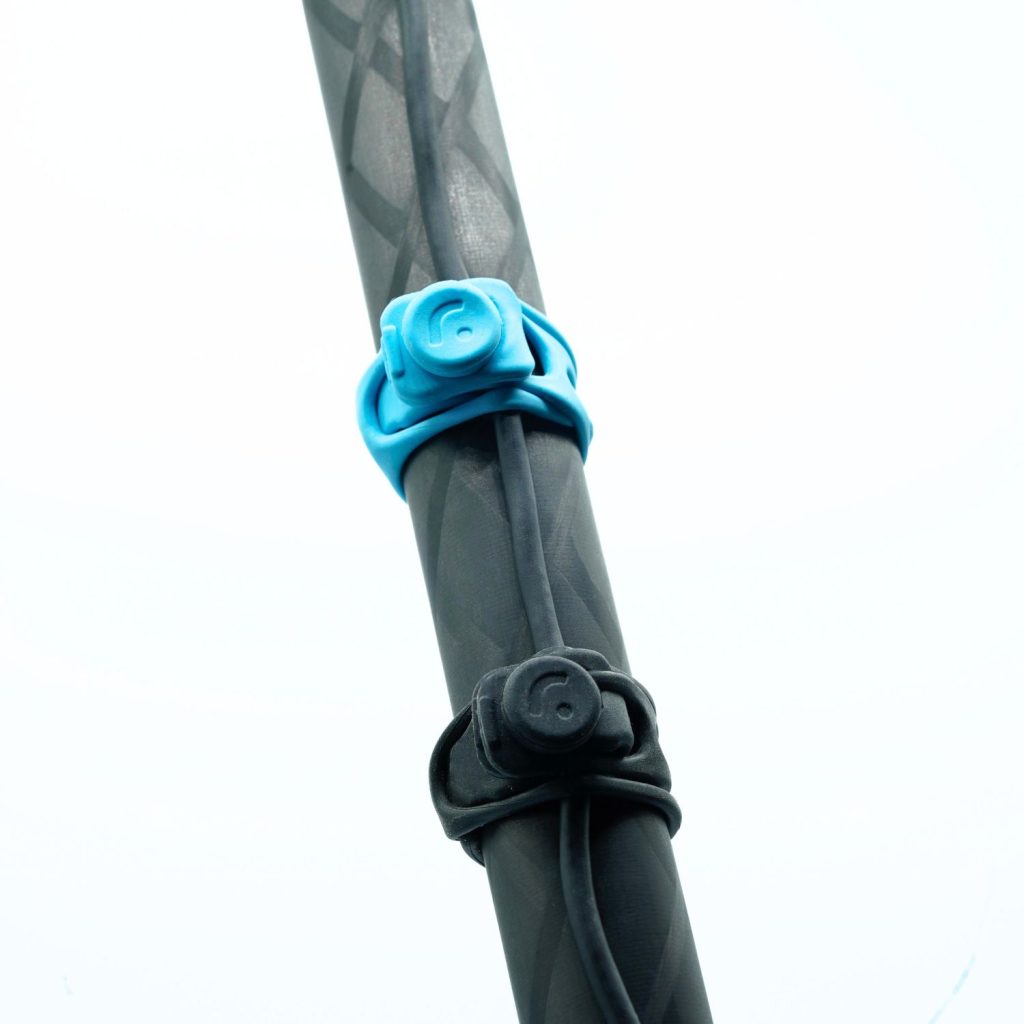 Professional audio cable secured with black TPE cable strap