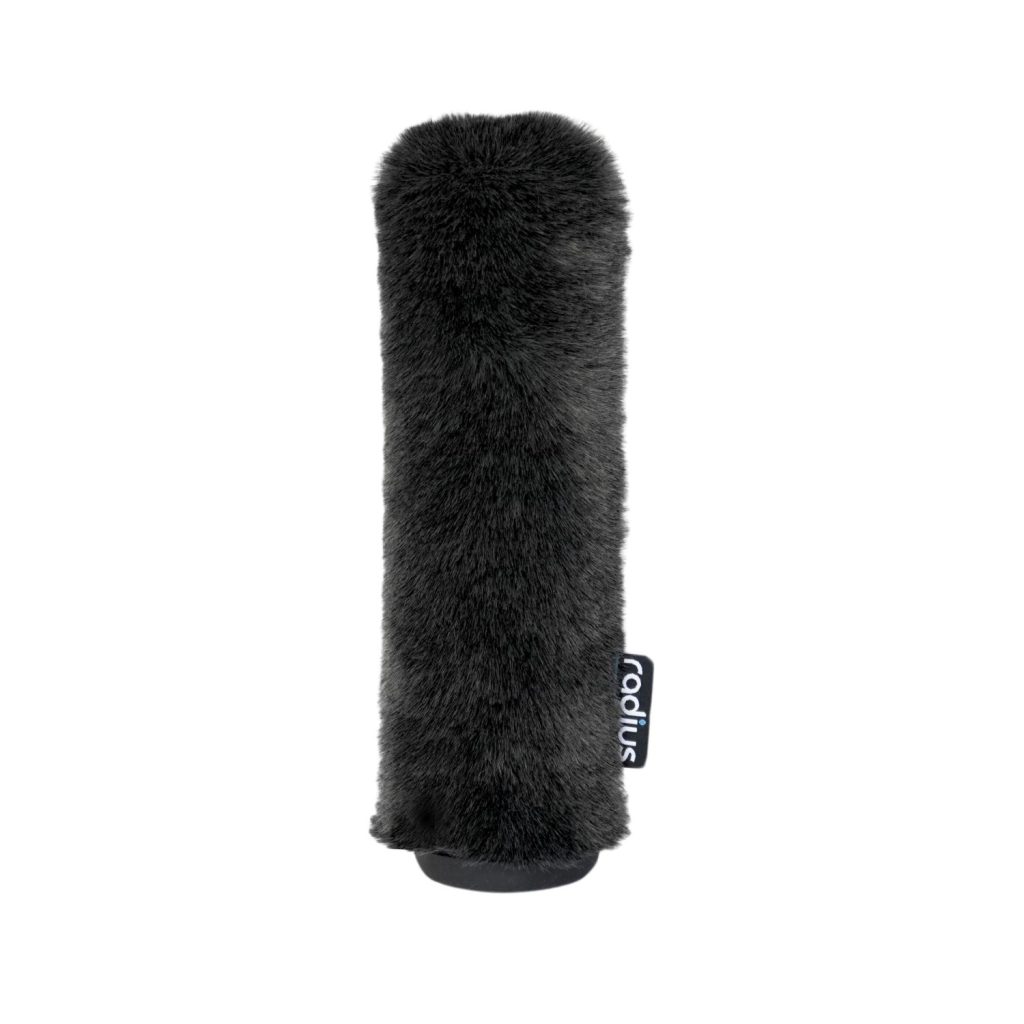 27cm Nimbus windshield for Audio-Technica BP28 microphone in broadcast setting