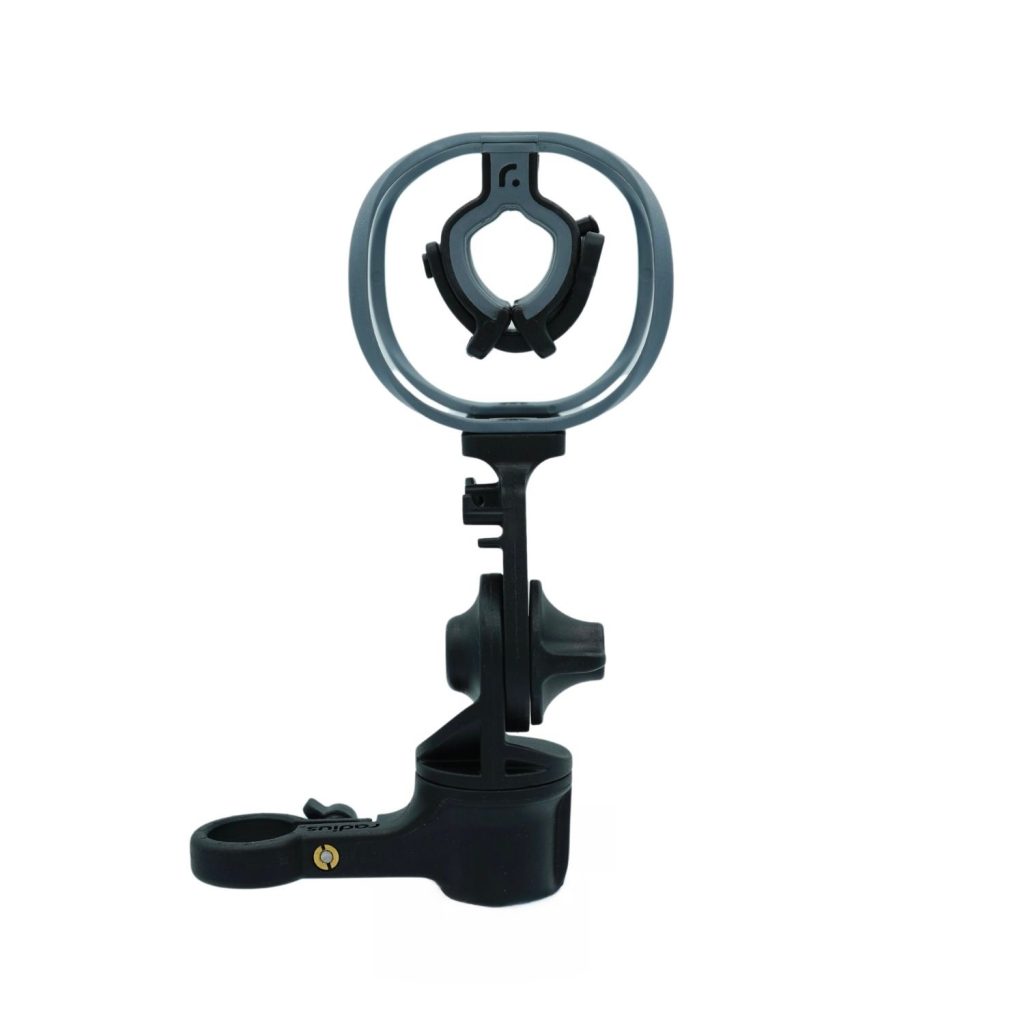 RAD-1 Dark Edition shock mount with light grey soft hoops mounted, front view
