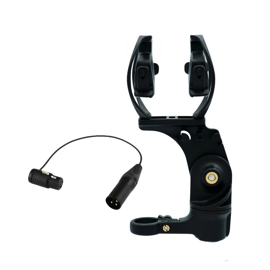 Close-up view of RAD-1 shock mount with matte black finish