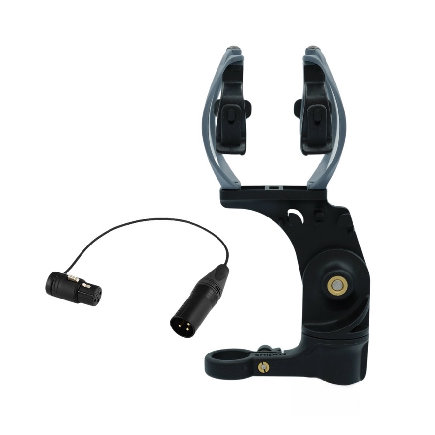 RAD-2 shock mount showing dark grey soft firmness hoops installed
