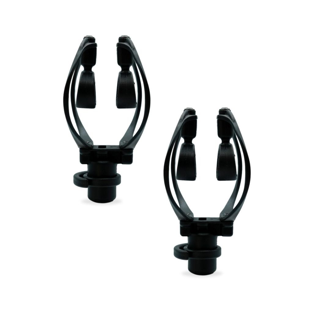 Close-up view of RAD-2 shock mount with adjustable suspension hoop system