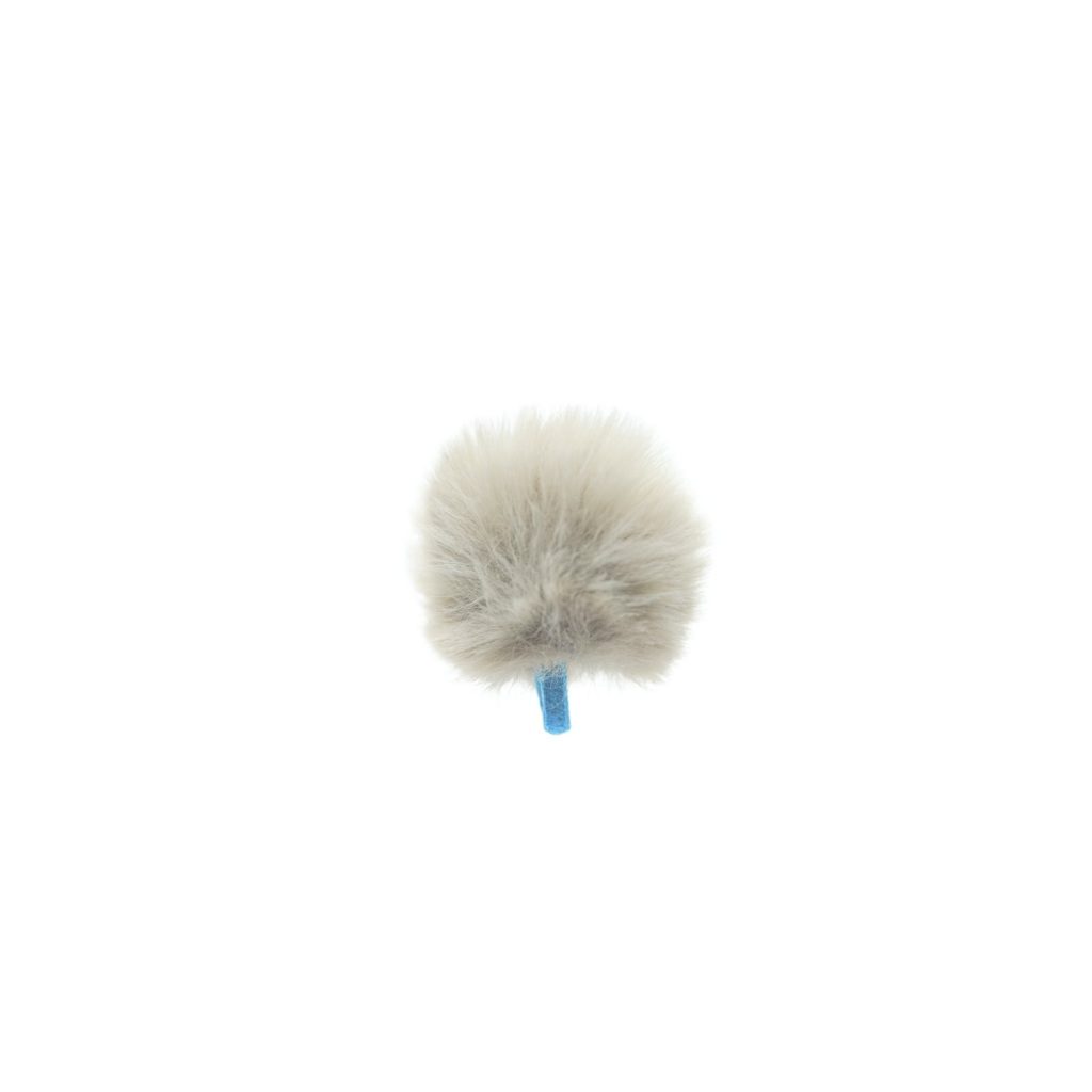 Single white mini lavalier windshield with blue safety strap on white background