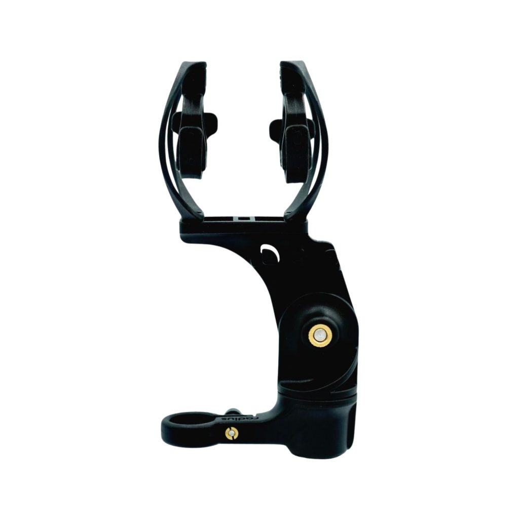 MKH50 shock mount side view showing black thermoplastic construction and square microphone clips