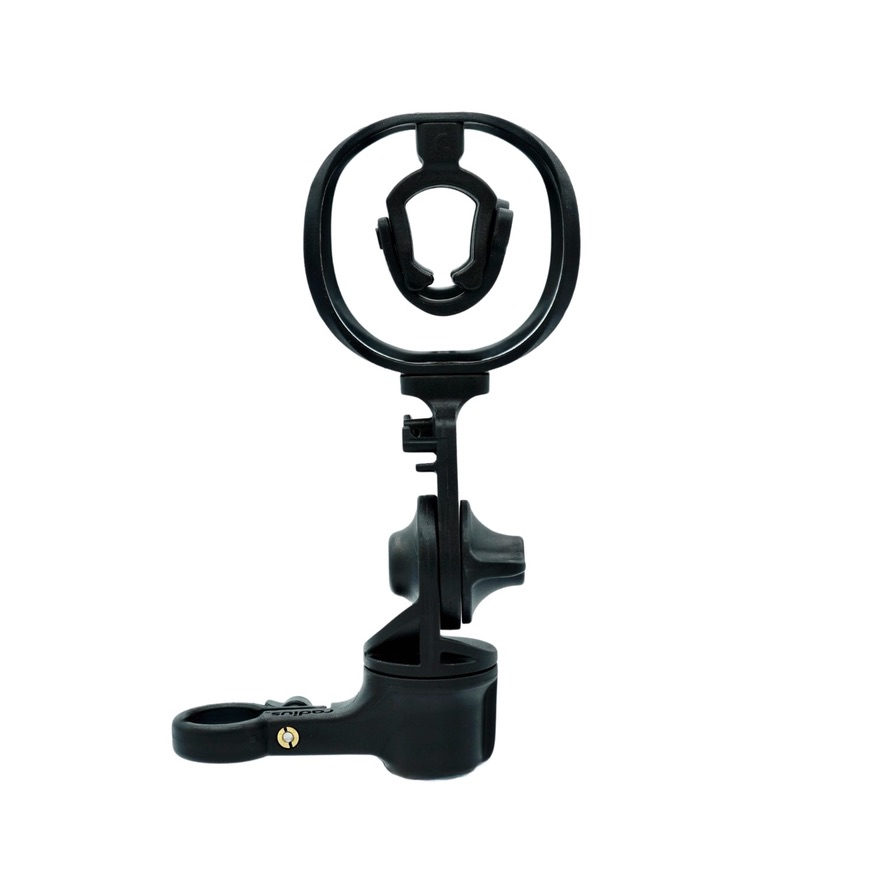 Front view of professional shock mount with black hoops and square body microphone clips