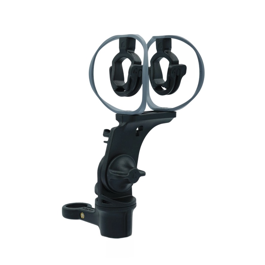 Professional microphone shock mount configured with grey soft firmness suspension hoops