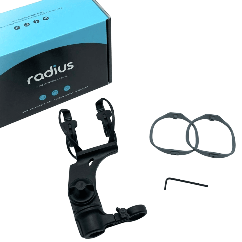 Complete kit contents showing shock mount with dual hoop sets and included components