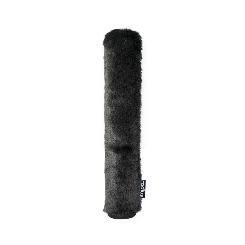 Close-up view of pepper pot end cap design on Sennheiser MKH8070 windshield with rubber seal
