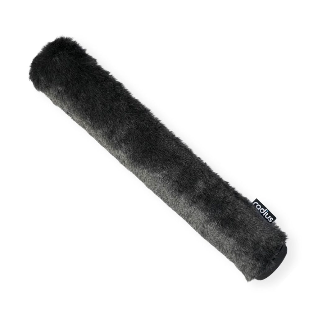 48cm grey Nimbus windshield for Sennheiser MKH816 shotgun microphone showing full length coverage
