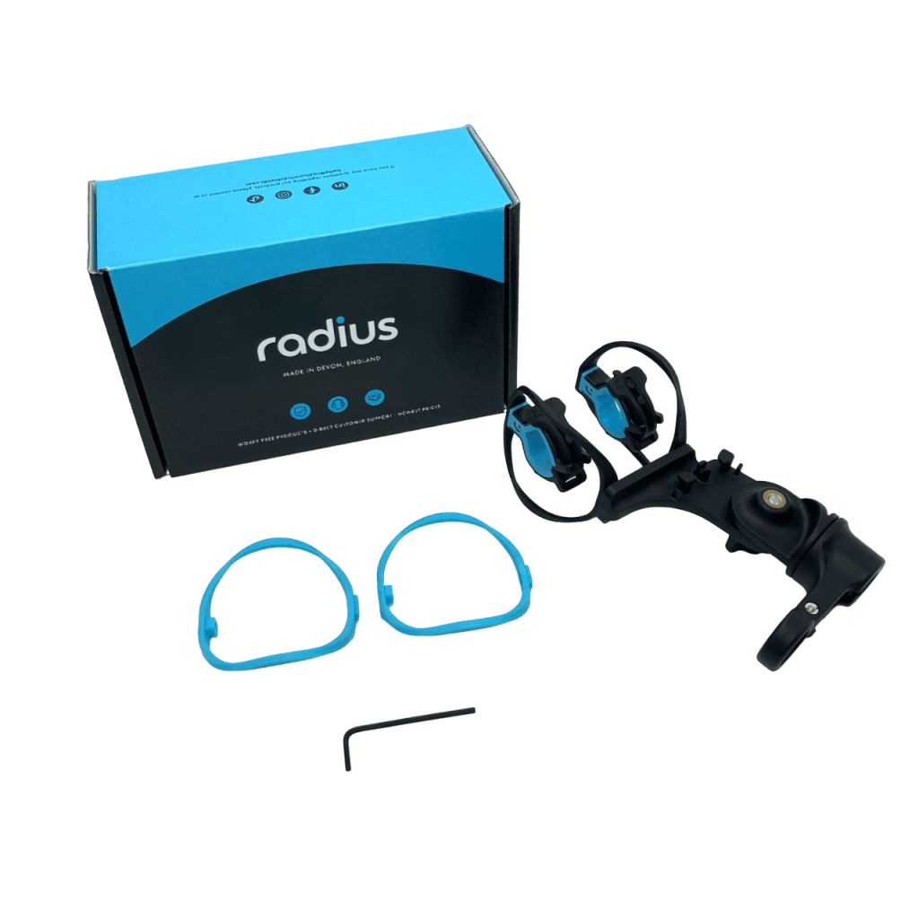 Complete RAD-1 shock mount package contents including mount, suspension hoops, and accessories