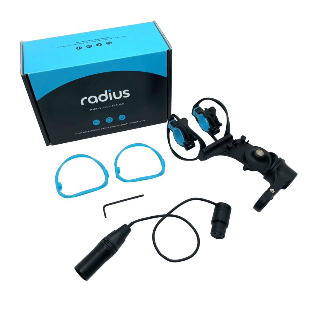 Complete RAD-1 kit contents including shock mount, XLR cable, and dual firmness hoops