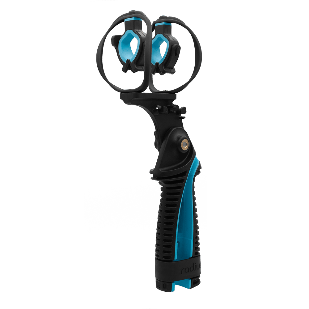 Close-up view of RAD-3 shock mount isolation hoops and microphone clips