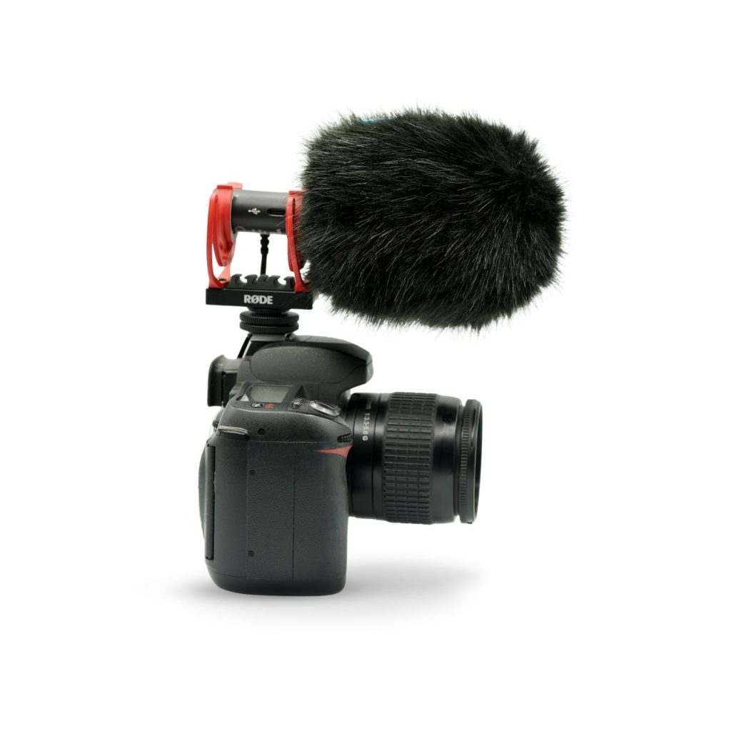 RODE VideoMic GO II mini windcover with black synthetic acoustic fur construction