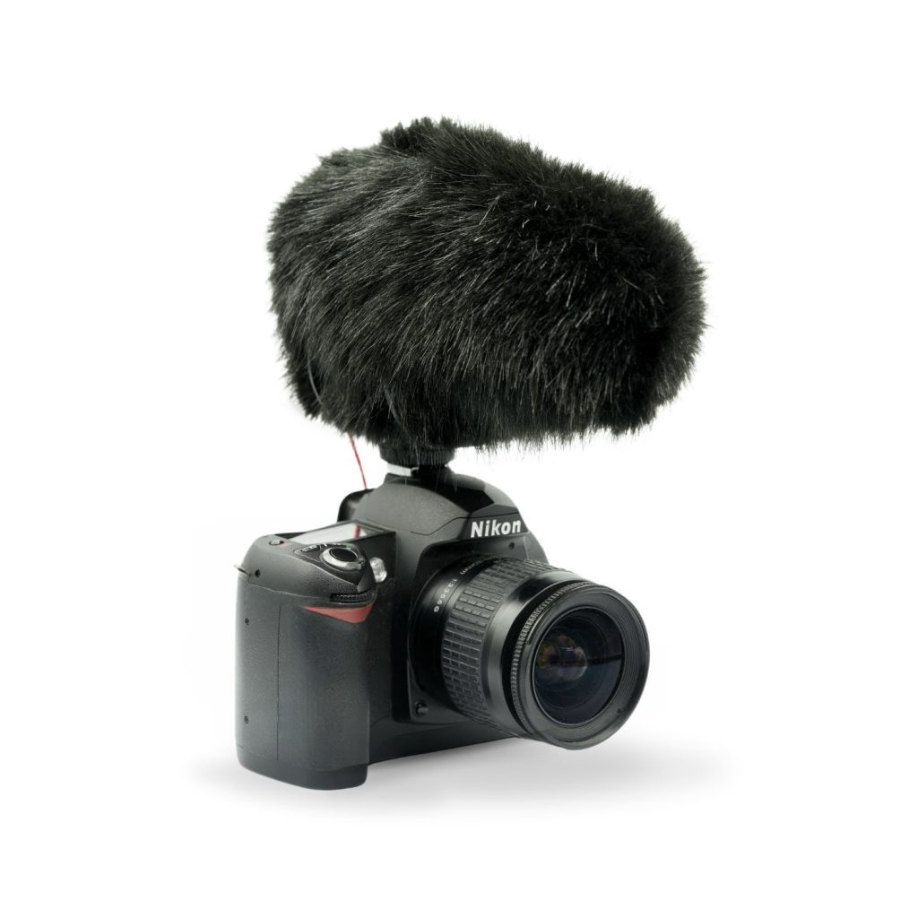 RODE VideoMic Pro+ mini windcover in black synthetic acoustic fur