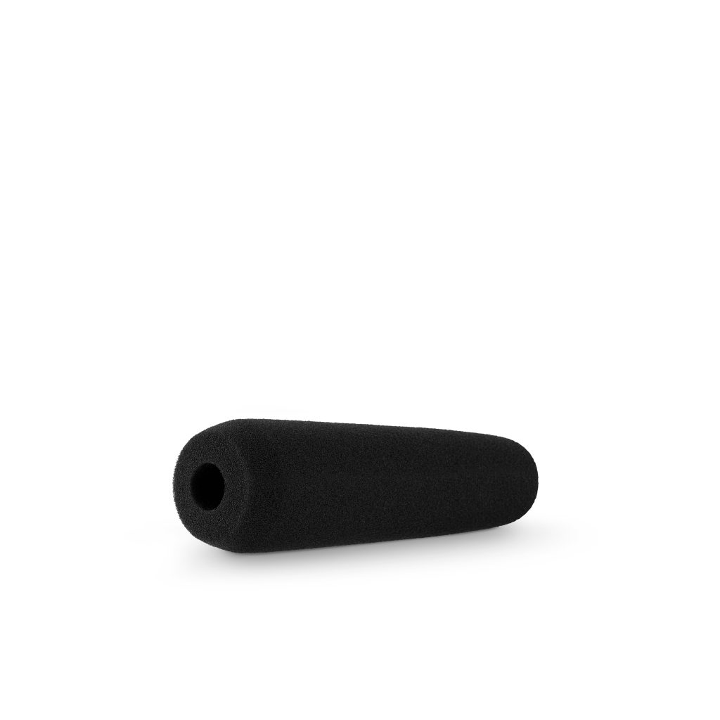 Sennheiser ME66 K6 foam windshield showing tapered design on studio surface