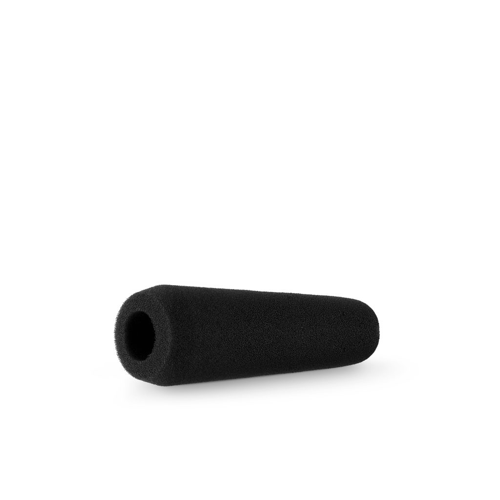 Radius foam windshield for Sennheiser MKH60 shotgun microphone showing tapered design