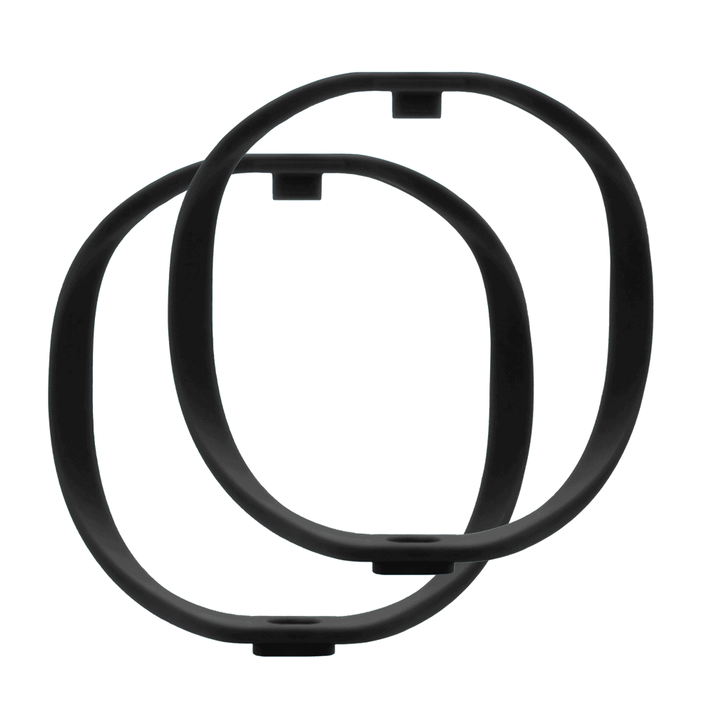 Pair of black RAD-1 standard firmness isolation hoops with mounting hardware