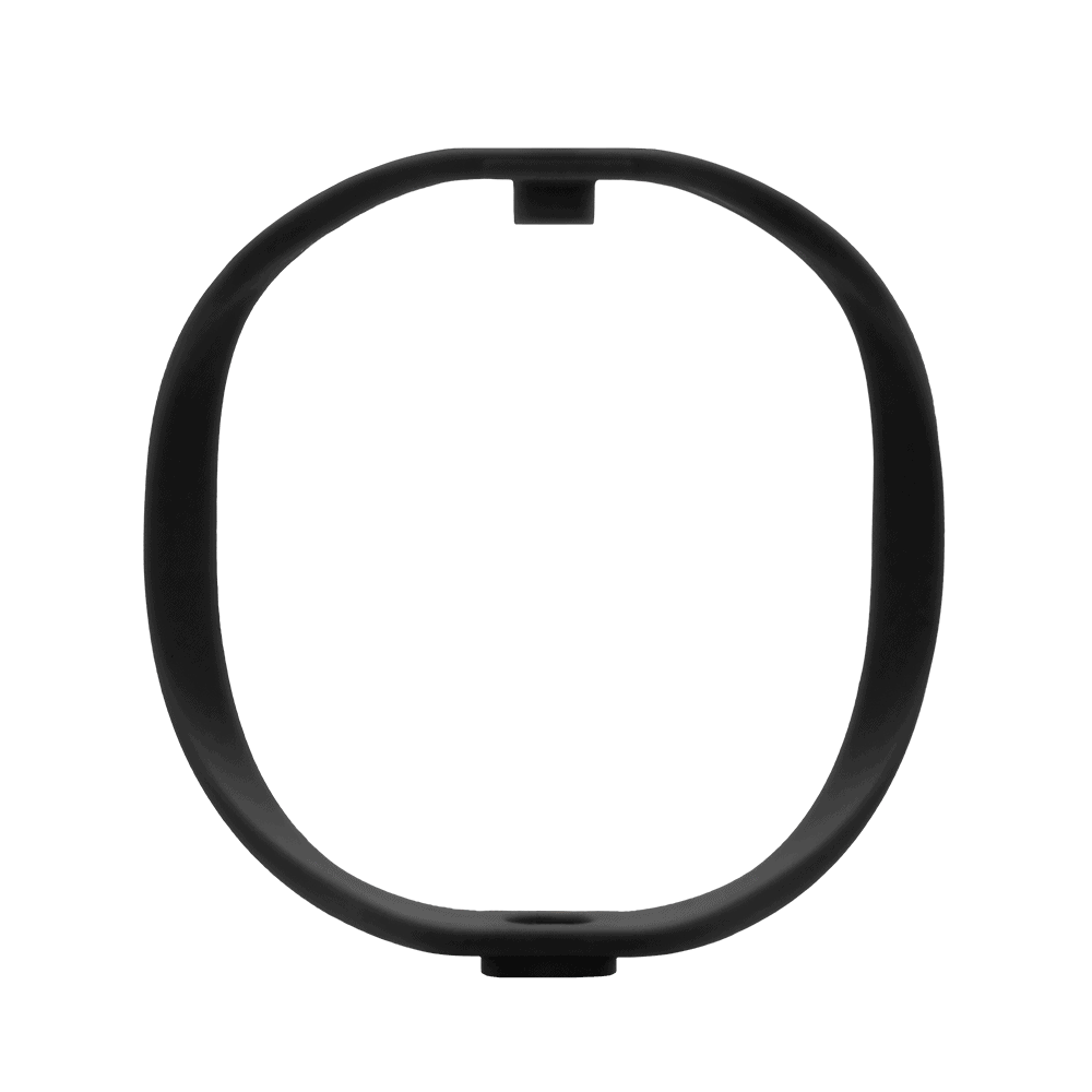 Close-up view of RAD-1 black isolation hoop showing flat top design