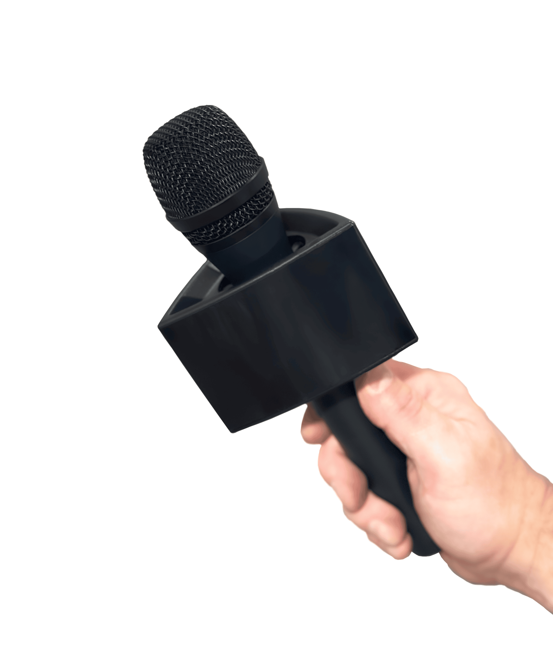 Triangle mic flag compatibility with various handheld microphone sizes