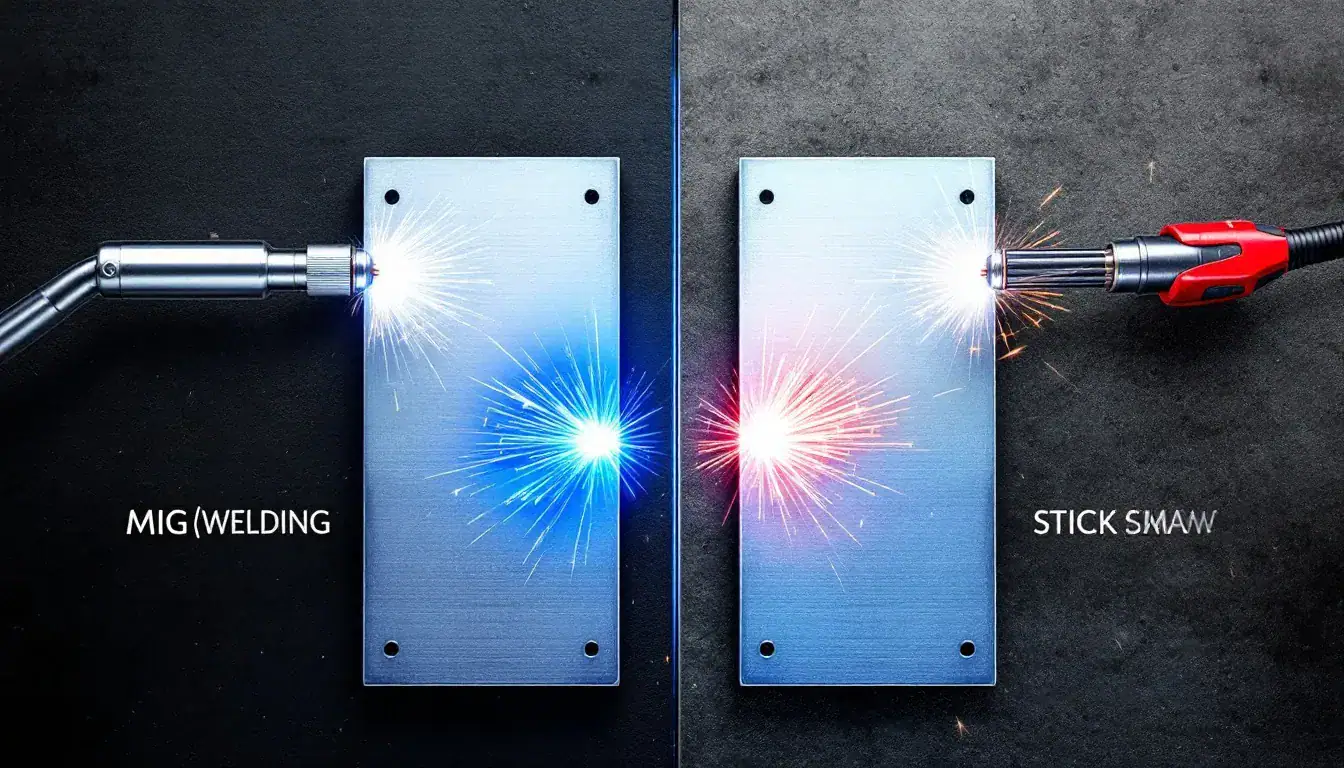 A comparative chart depicting key differences between MIG and stick welding techniques.