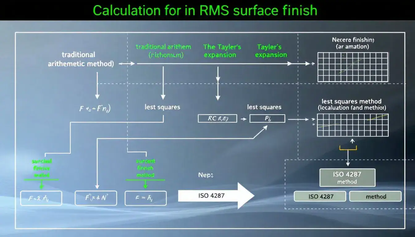 A diagram illustrating different calculation methods for RMS surface finish.