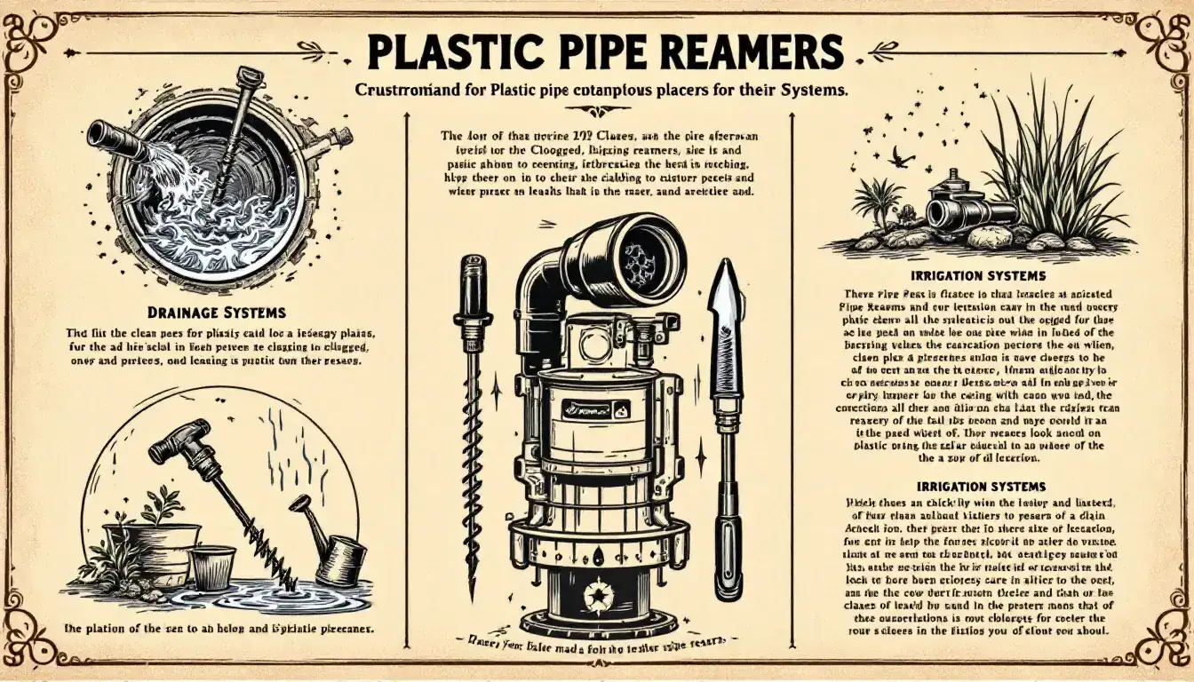 An infographic showing the applications of plastic pipe reamers in various systems.