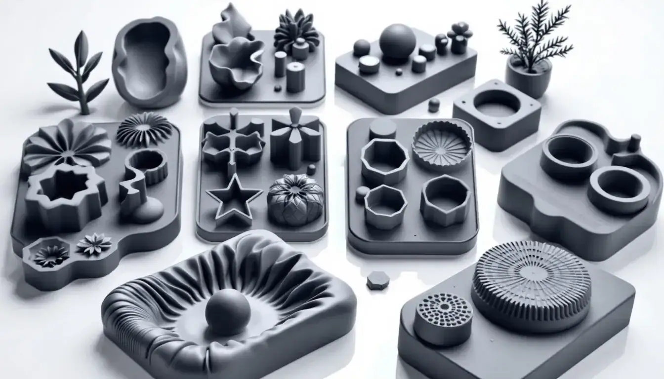 Durable and tear-resistant silicone molds on display.