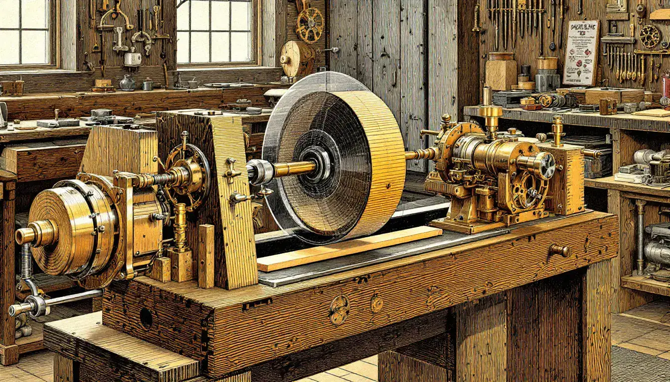 A lathe in operation showcasing its key components.