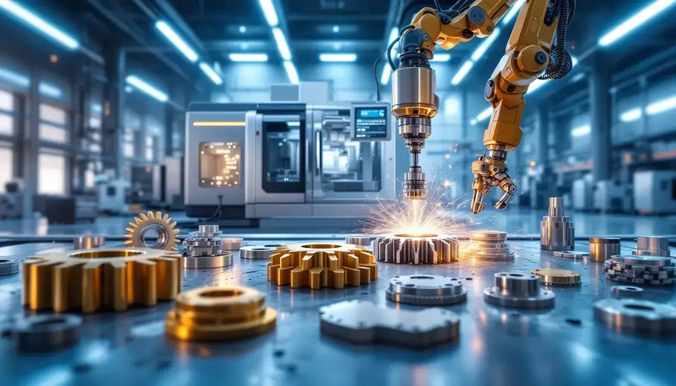 A visual representation of the benefits of 5 axis CNC machining services, showing high precision parts being manufactured.