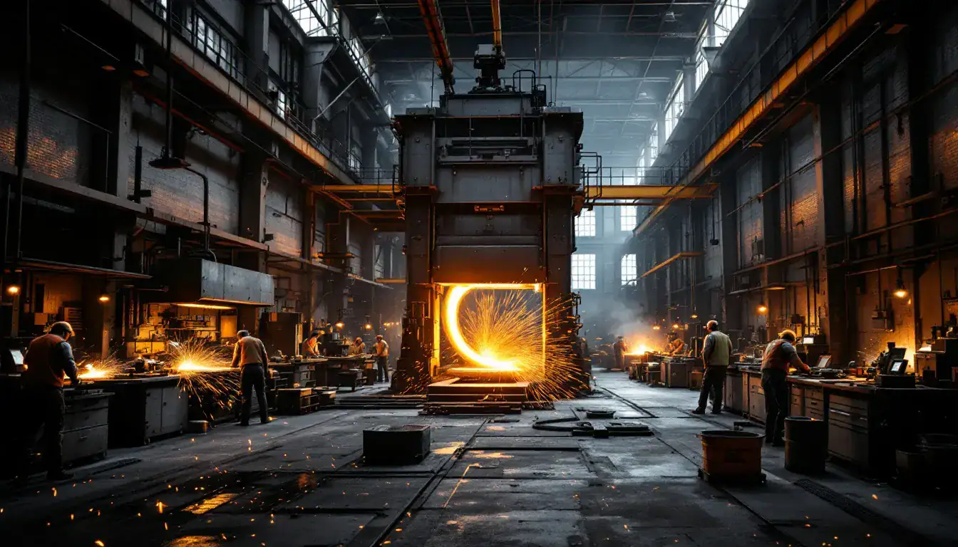 An industrial setting showing key processes in metal fabrication.