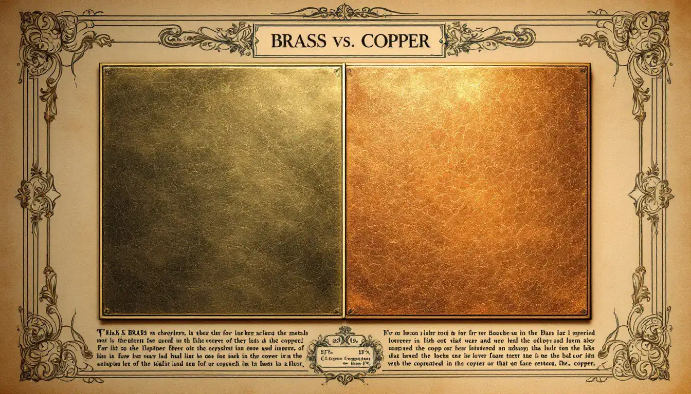 A visual comparison of brass versus copper highlighting their composition.