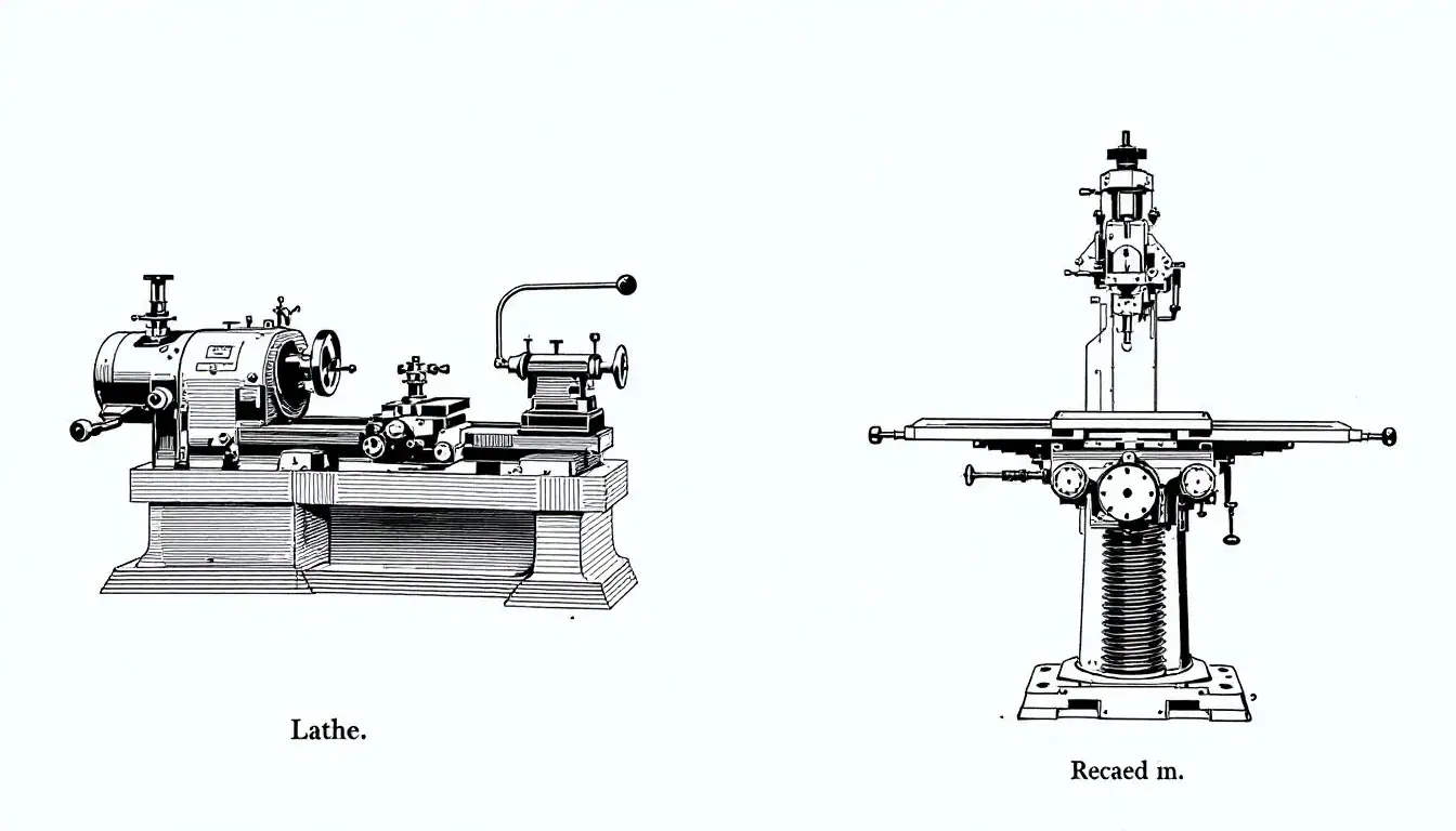 A side-by-side comparison of a lathe and a milling machine.