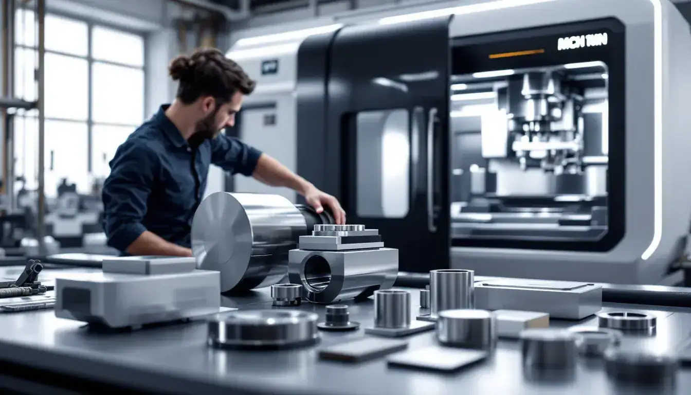 Different materials used in CNC turning, including metals and plastics.