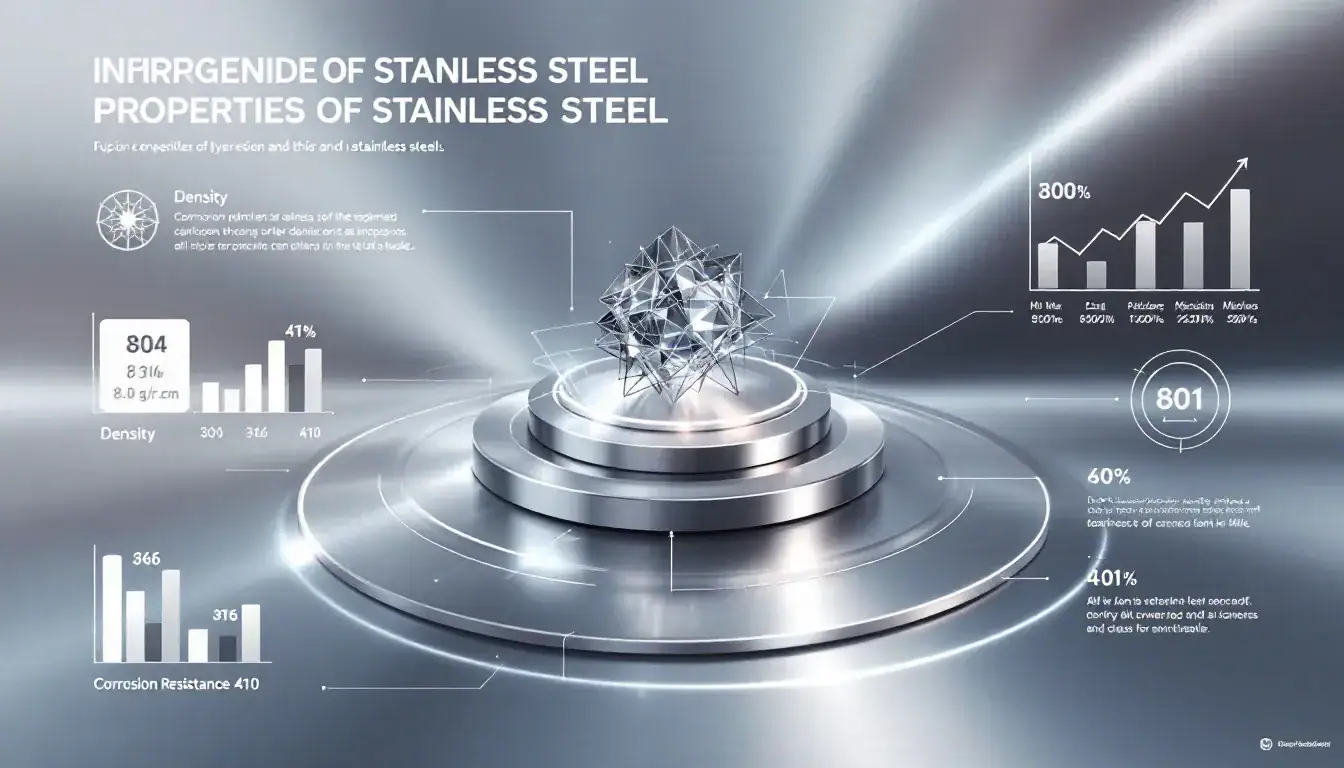 An overview of stainless steel highlighting its density and corrosion resistance.