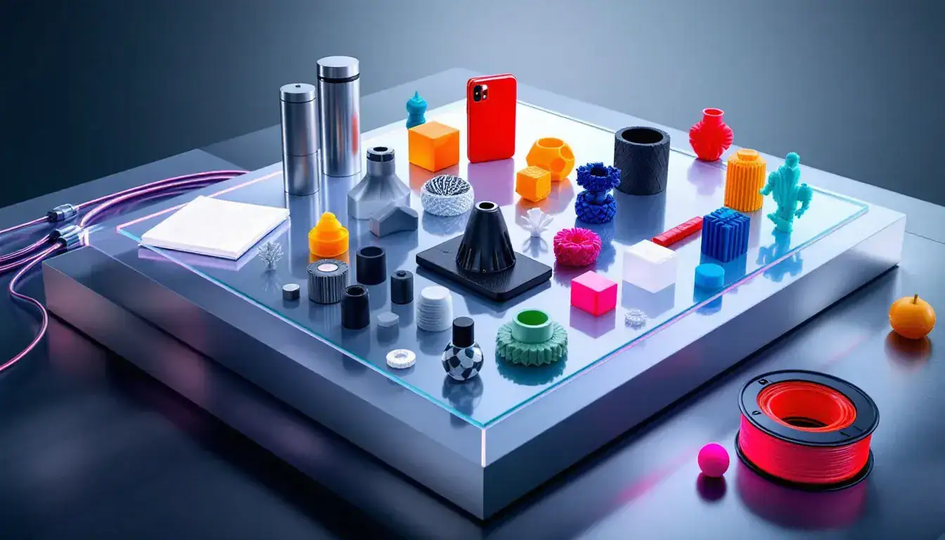 Material selection options for rapid prototyping, including various 3D printing materials.