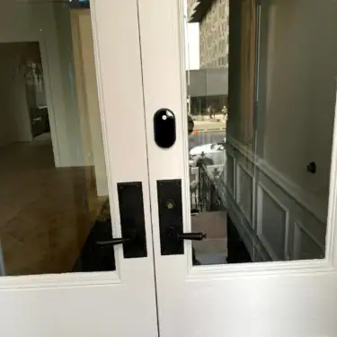 closed door with see through glass