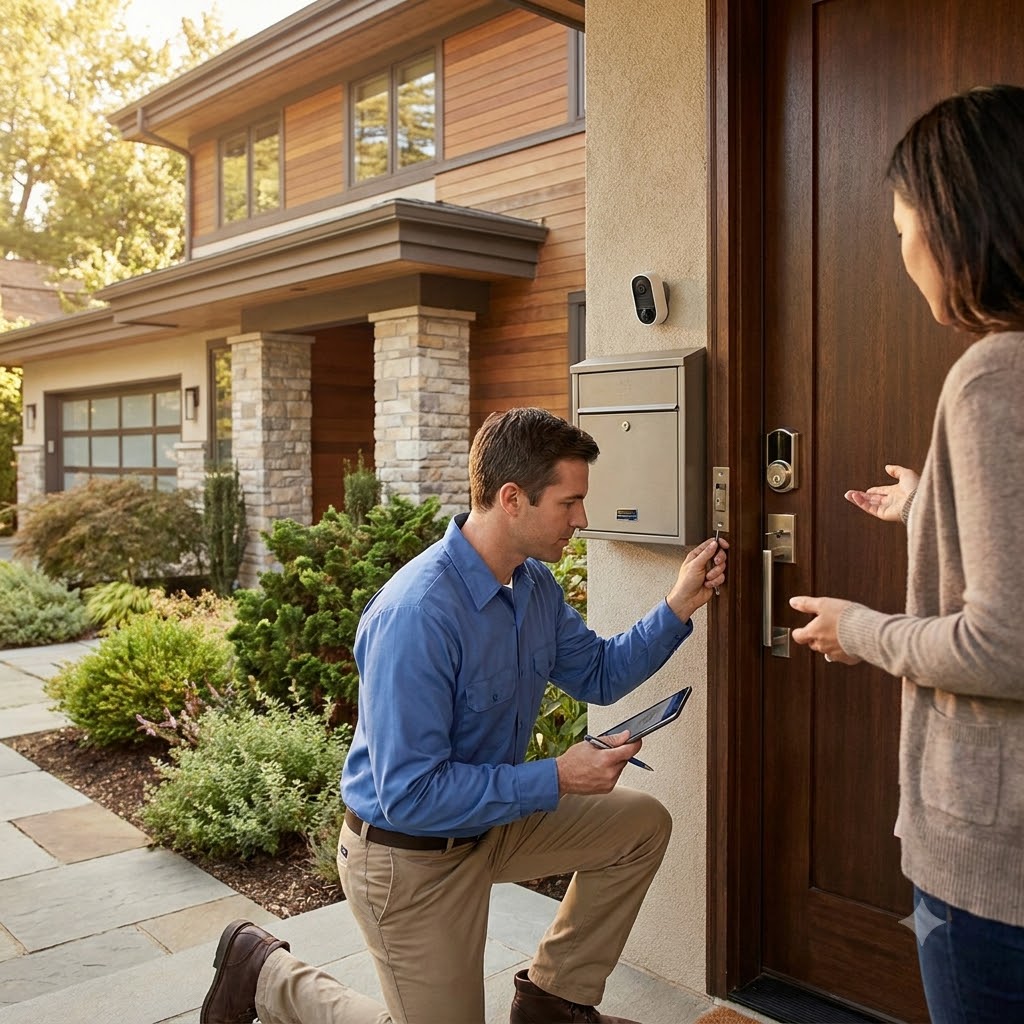 Locksmith assessing home security in Washington DC
