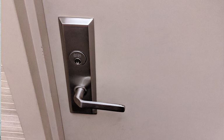 Commercial mortise lock and ADA lever handle installation