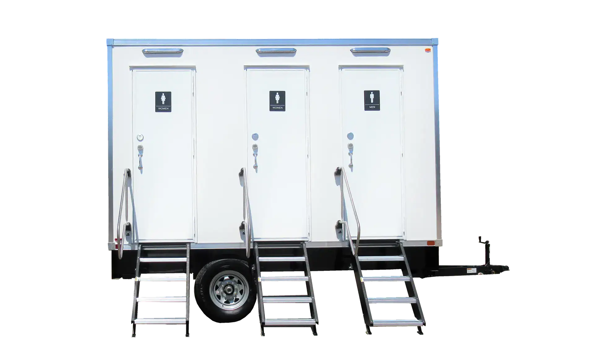Mobile luxury restroom washroom trailer rental for corporate events and weddings
